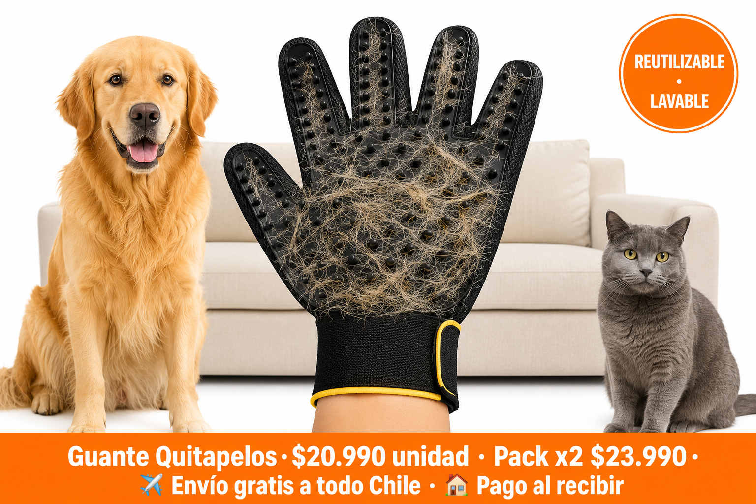 Guante Quitapelos para Mascotas 🐾