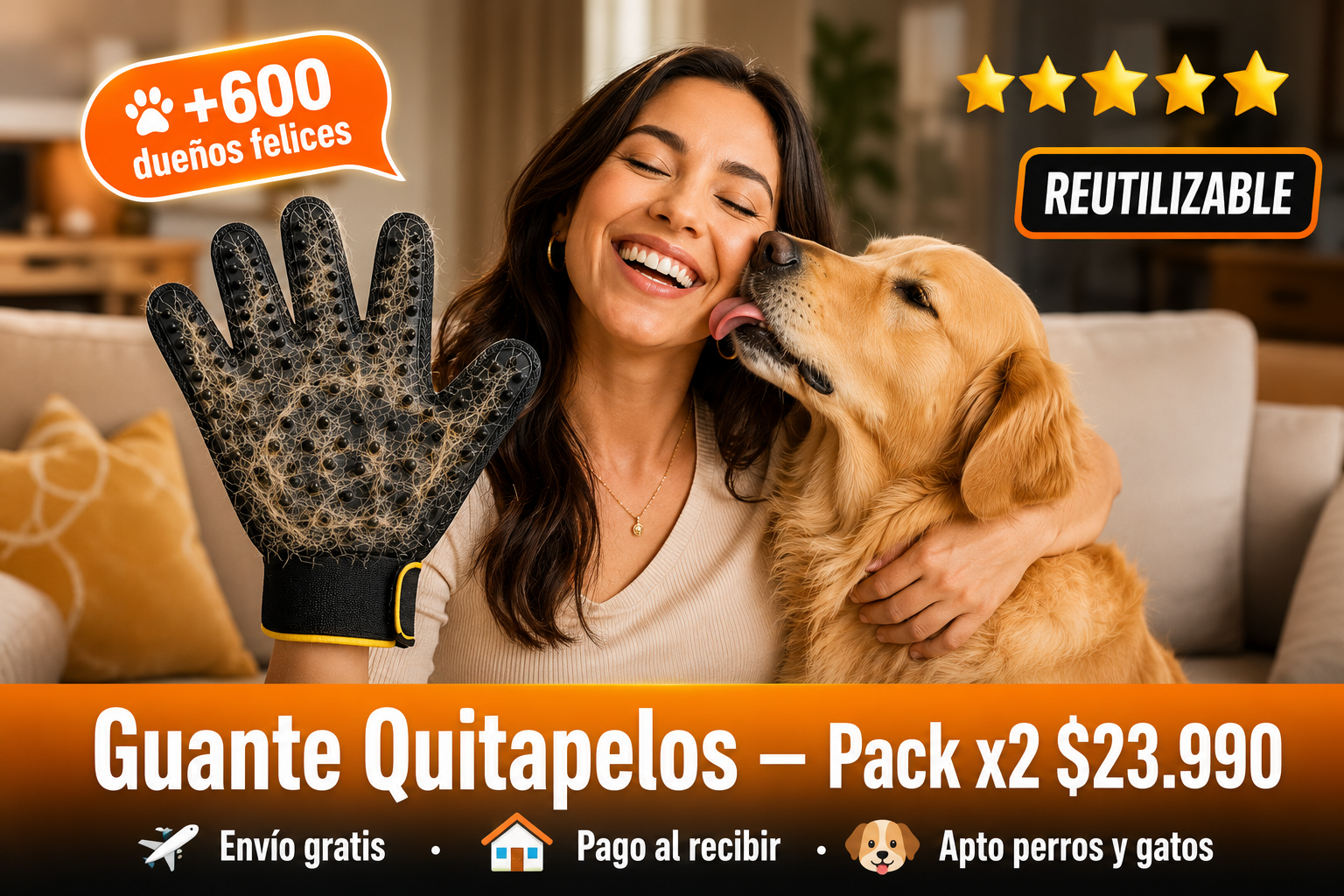 Guante Quitapelos para Mascotas 🐾