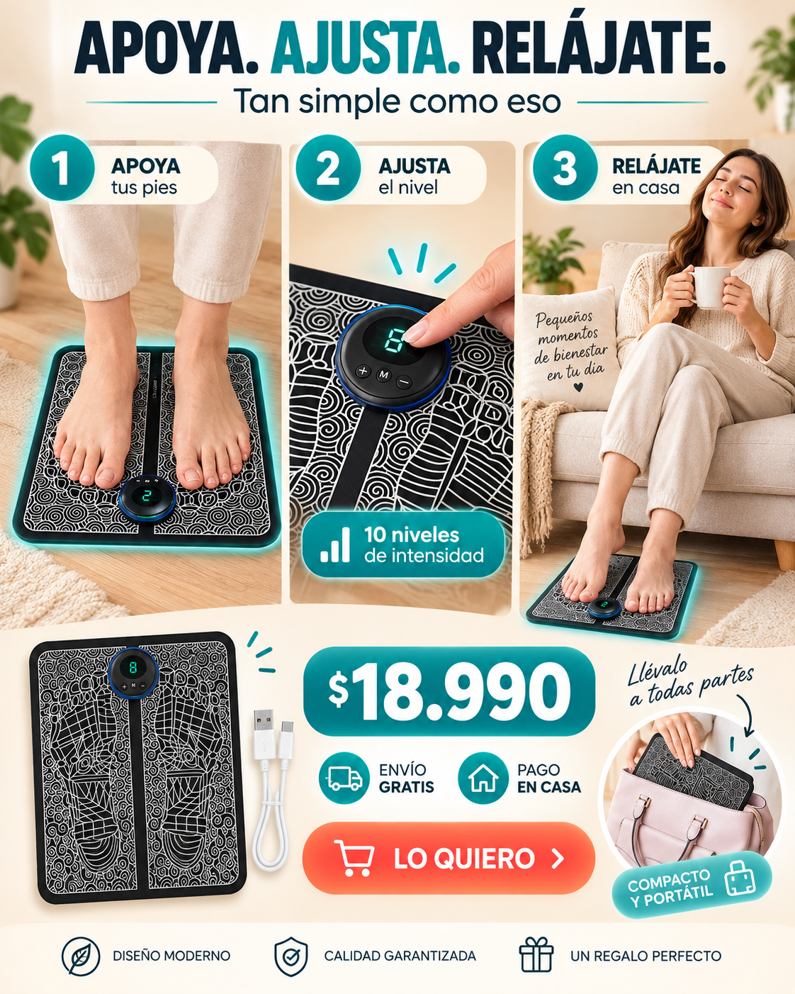 Masajeador De Pies Eléctrico Portátil