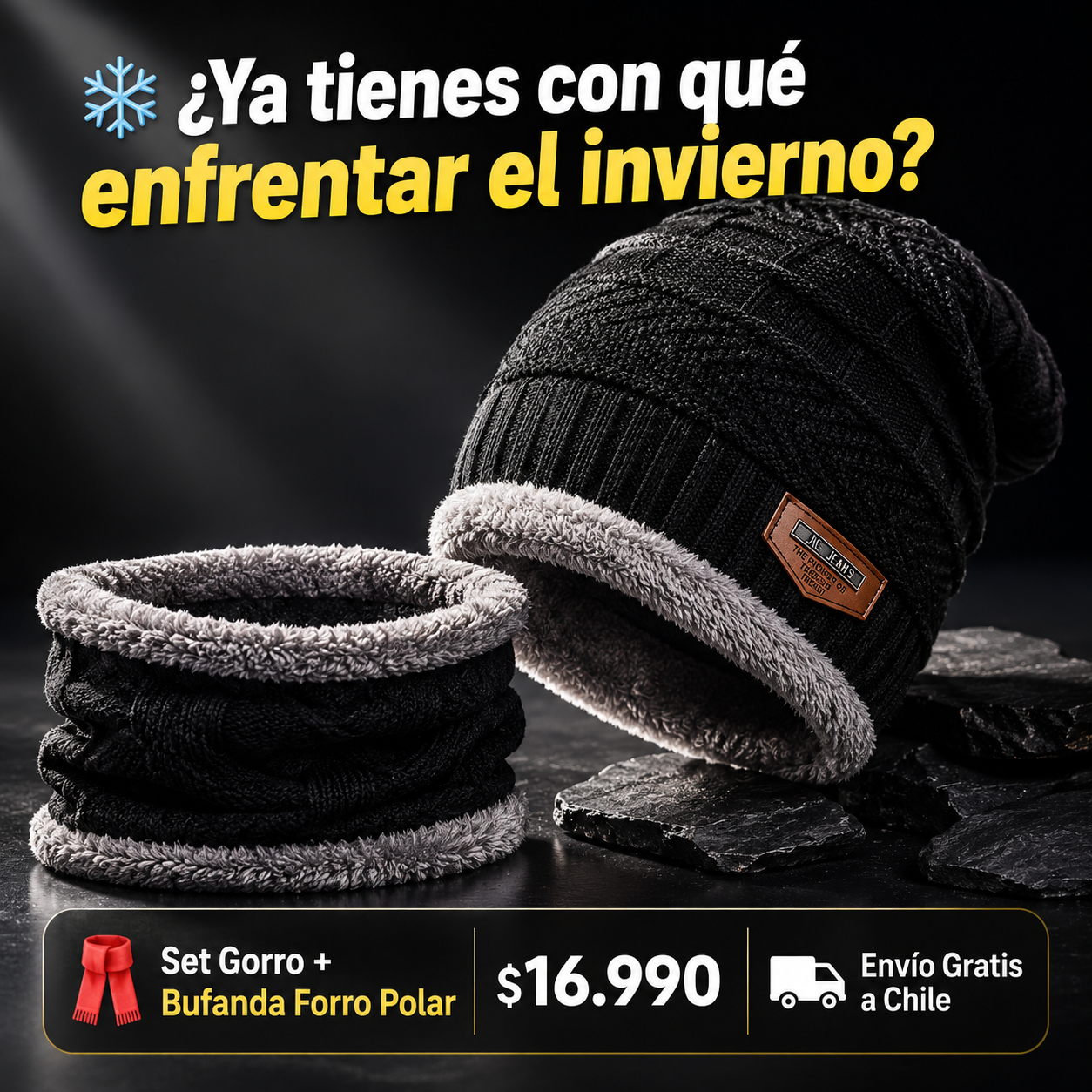 🧣 Set Gorro + Bufanda con Forro Polar — Abrígate Este Invierno