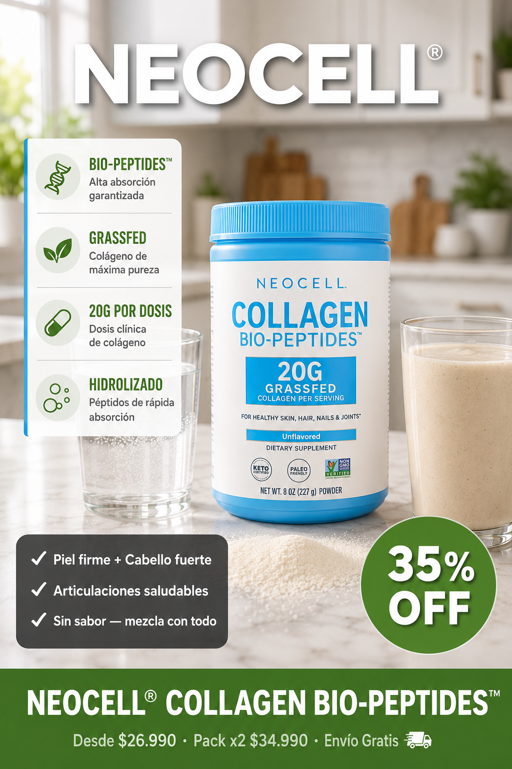 NeoCell® Collagen Bio-Peptides™ — Colágeno Bioactivo de Alta Absorción
