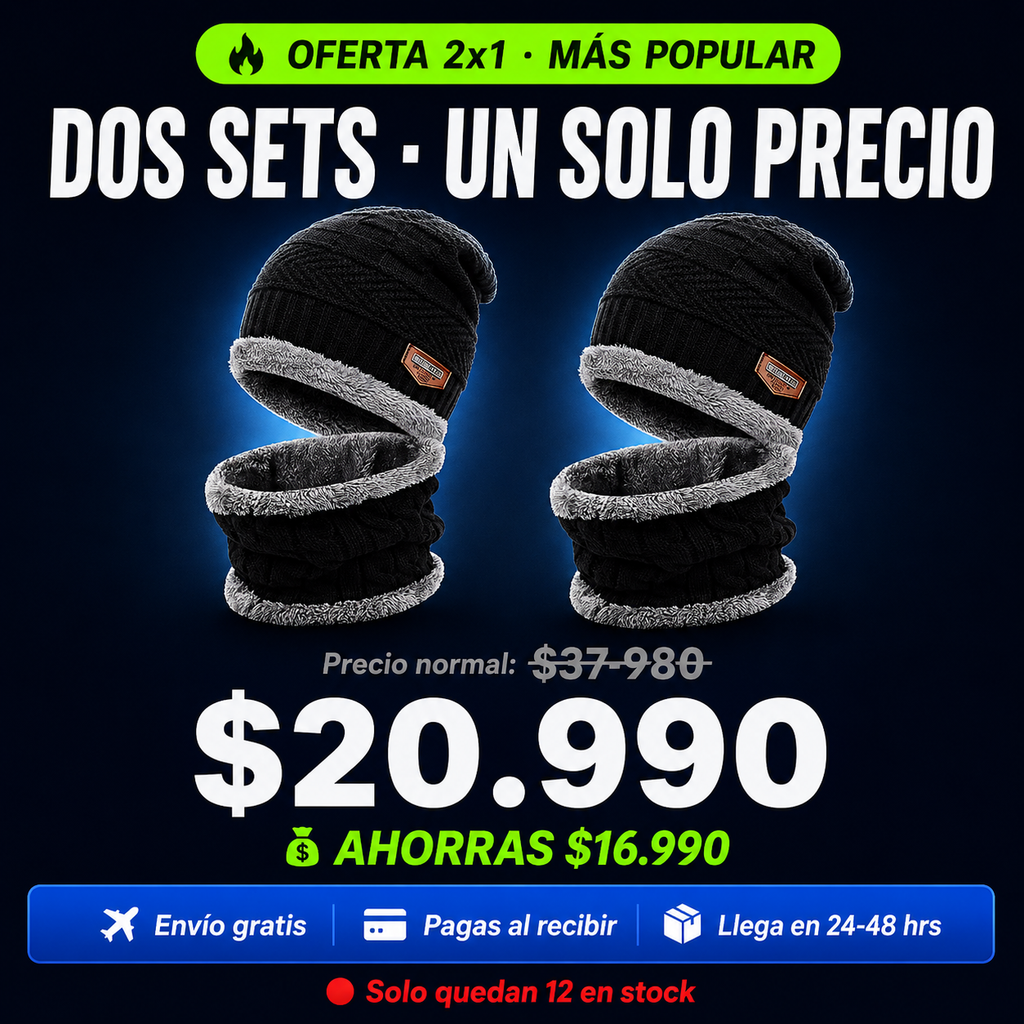 🧣 Set Gorro + Bufanda con Forro Polar — Abrígate Este Invierno