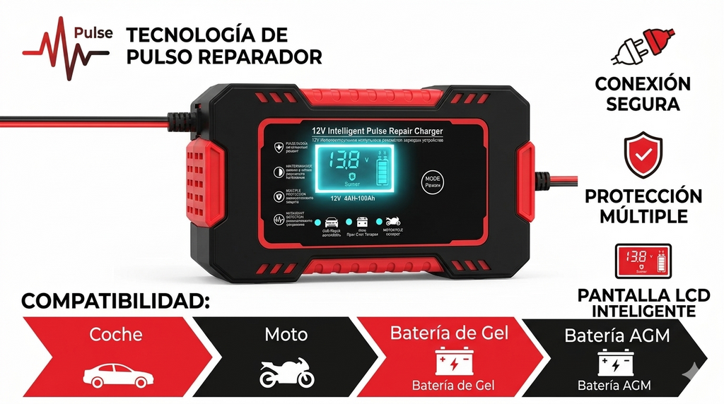 ⚡ CargaPro — Cargador Reparador de Baterías para Auto | 12V/24V | Recupera Baterías Muertas