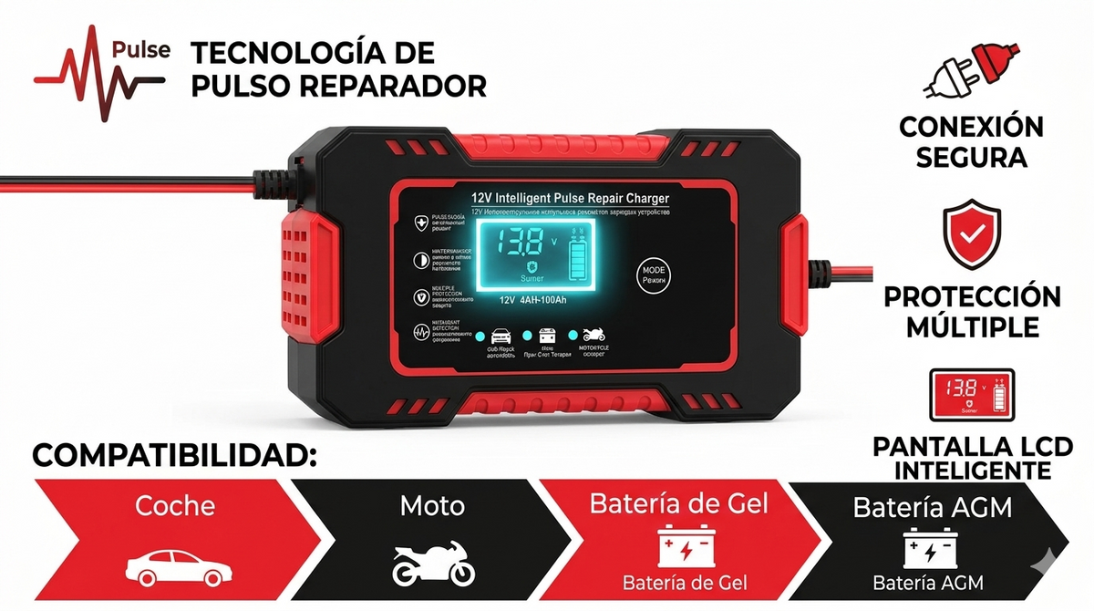 ⚡ CargaPro — Cargador Reparador de Baterías para Auto | 12V/24V | Recupera Baterías Muertas
